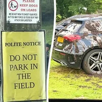 Farmer sprays slurry on cars parked illegally on field in Lake District