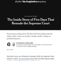 Inside the Supreme Court's Risky New Way of Doing Business (New York Times, via archive.today)